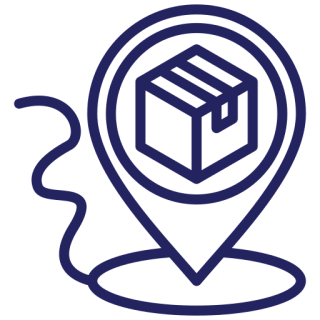Package delivery location pin icon.