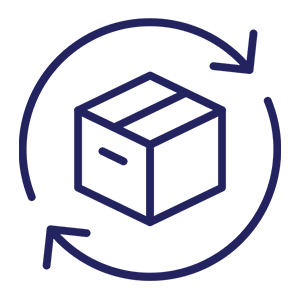 Box with circular arrows, black background.